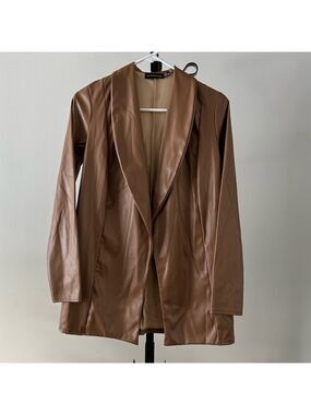 PrettyLittleThing Faux Leather Blazer, Size 0.